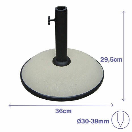 Marbueno Parasol Rond Beton 36x29,5 cm 11KG Wit Tuin, Zwembad en Terras 10445 2