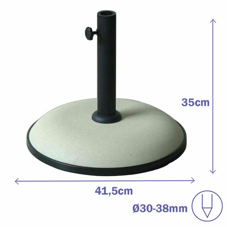 Marbueno Parasol Basis Rond Cement 41,5x35 cm 15KG Wit Tuin, Zwembad en Terras 3