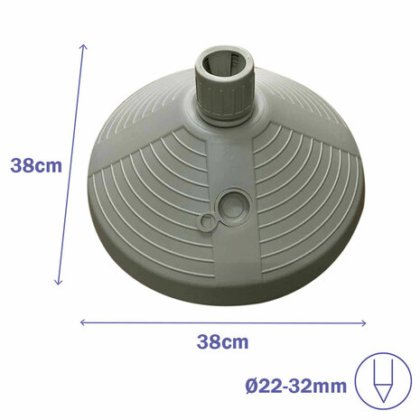 Marbueno Parasol Rond 38x38x14 cm 10L Wit Tuin, Zwembad en Terras 10502 2
