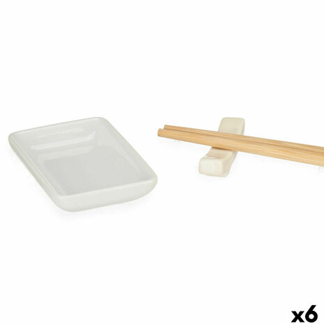 Sushi set Kinvara 1249SJ4111 Wit Bamboe Porselein (12 Onderdelen) (6 Stuks) 1