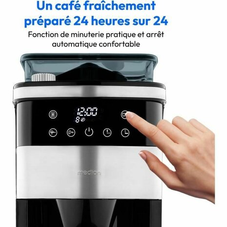 Drip Koffiemachine Medion 1000 W Zilverkleurig 1 L 2