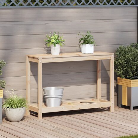 Oppottafel met schap 108x35x75 cm massief grenenhout 3