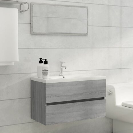 Wastafelkast 80x38,5x45 cm bewerkt hout grijs sonoma eikenkleur 3