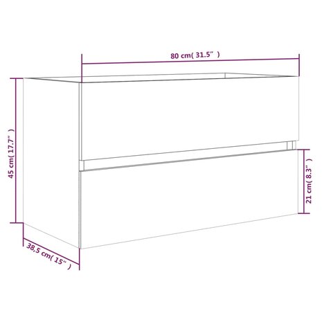 Wastafelkast 80x38,5x45 cm bewerkt hout grijs sonoma eikenkleur 9