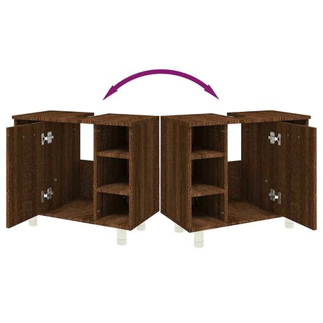 Badkamerkast 60x32x53,5 cm bewerkt hout bruin eikenkleur 9