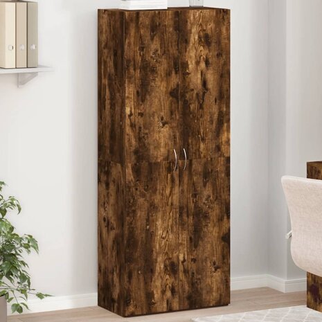 Archiefkast 60x32x153 cm bewerkt hout gerookt eikenkleurig 1
