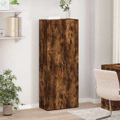 Archiefkast 60x32x153 cm bewerkt hout gerookt eikenkleurig 3