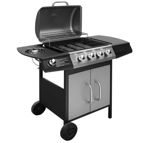 Gasbarbecue 4+1 kookzone zwart en zilver  1