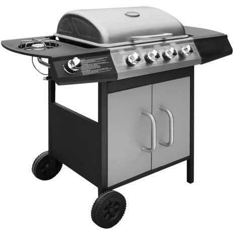 Gasbarbecue 4+1 kookzone zwart en zilver  2