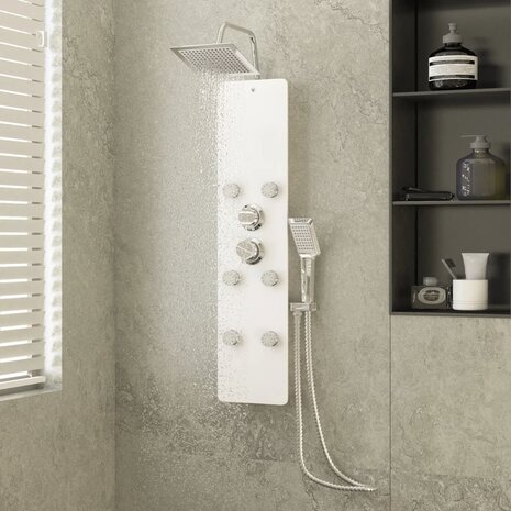 Douchepaneel 25x47,5x130 cm glas wit  1