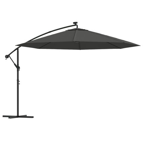 Zweefparasol met LED-verlichting metalen paal 350 cm antraciet 2