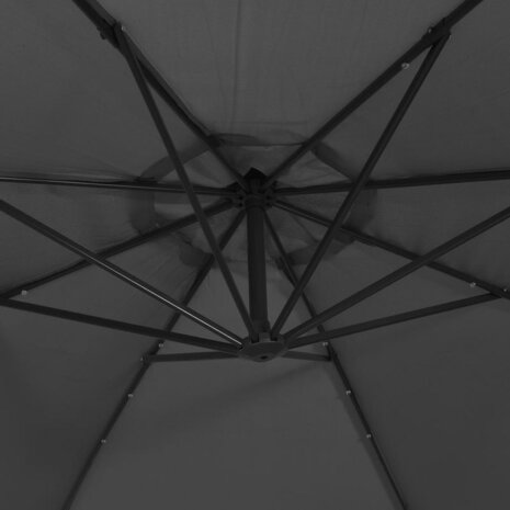 Zweefparasol met LED-verlichting metalen paal 350 cm antraciet 9