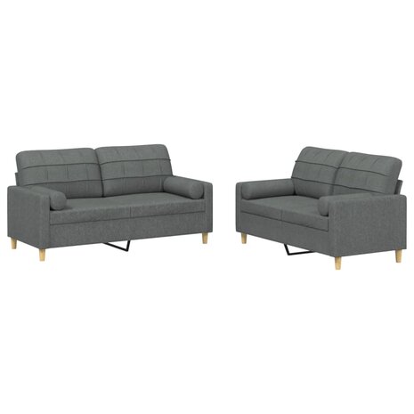 2-delige Loungeset met kussens stof donkergrijs 2