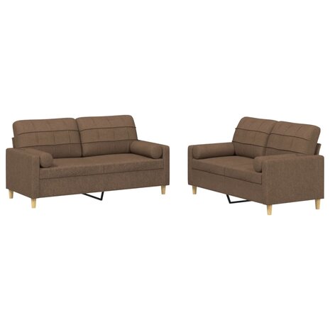 2-delige Loungeset met kussens stof bruin 2