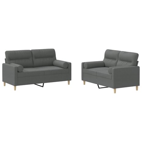 2-delige Loungeset met kussens stof donkergrijs 2