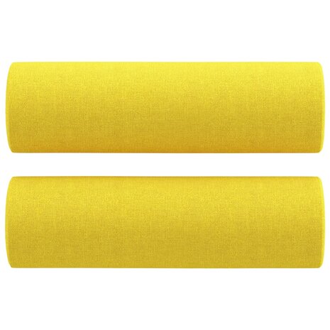 Driezitsbank met sierkussens 180 cm stof lichtgeel 5