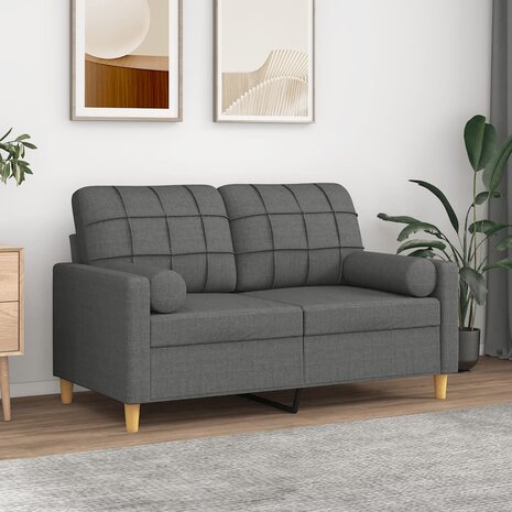 Tweezitsbank met sierkussens 120 cm stof donkergrijs 1