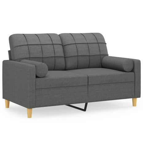 Tweezitsbank met sierkussens 120 cm stof donkergrijs 2