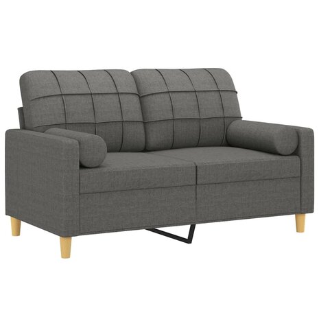 Tweezitsbank met sierkussens 120 cm stof donkergrijs 3
