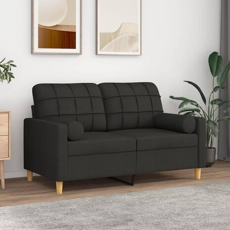 Tweezitsbank met sierkussens 120 cm stof zwart 1