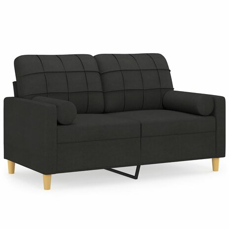 Tweezitsbank met sierkussens 120 cm stof zwart 2