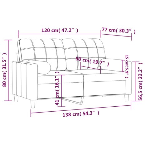 Tweezitsbank met sierkussens 120 cm stof zwart 8