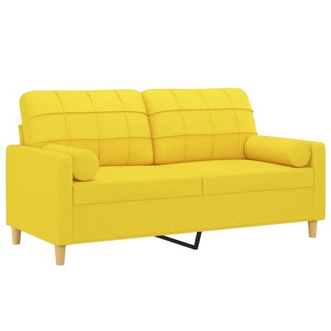 Tweezitsbank met sierkussens 140 cm stof lichtgeel 3