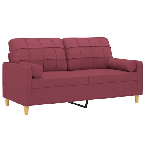Tweezitsbank met sierkussens 140 cm stof wijnrood 3