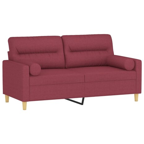 Tweezitsbank met sierkussens 140 cm stof wijnrood 3