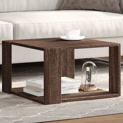 Salontafel 51,5x51,5x30 cm bewerkt hout bruin eikenkleurig 1