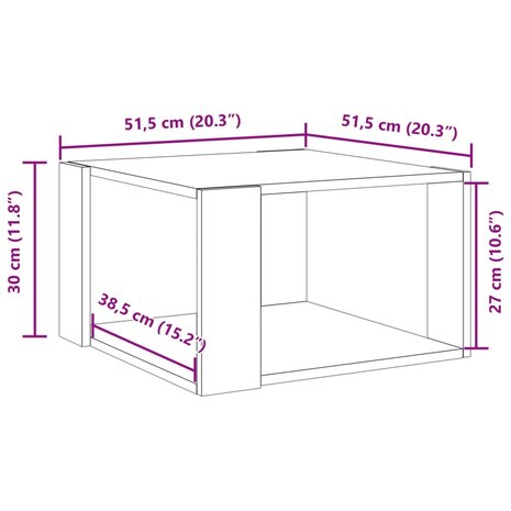 Salontafel 51,5x51,5x30 cm bewerkt hout bruin eikenkleurig 9