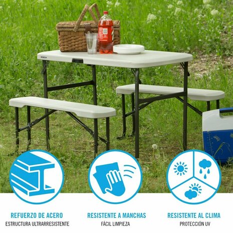 Tafel met stoelen Lifetime Crème 106 x 61 x 74 cm 4