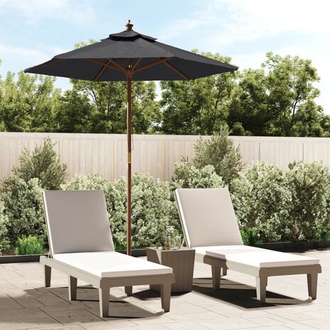 Parasol met houten paal 196x231 cm zwart 1