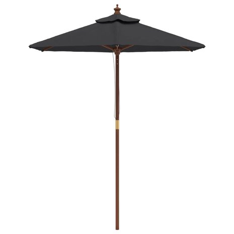 Parasol met houten paal 196x231 cm zwart 3