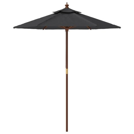 Parasol met houten paal 196x231 cm zwart 4
