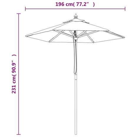 Parasol met houten paal 196x231 cm zwart 8