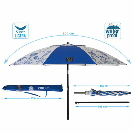 Strandparasol Blauw Ø 200 cm SPF50+ Navy 5