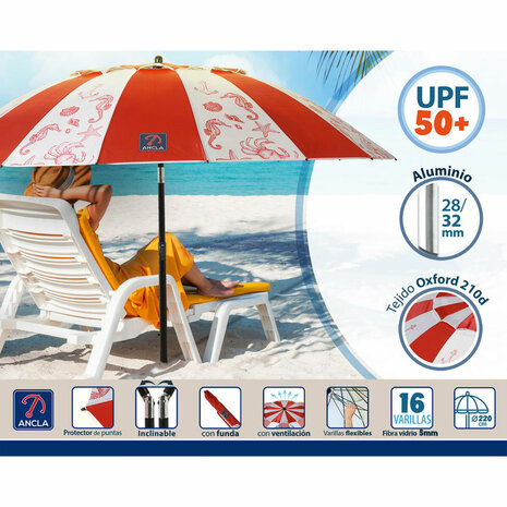 Strandparasol Rood Ø 220 cm SPF50+ Navy 3