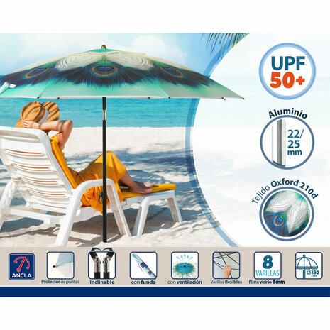 Strandparasol Groen Ø 180 cm SPF50+ Pauw 3