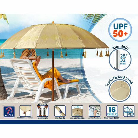 Strandparasol Beige Ø 240 cm SPF50+ 3