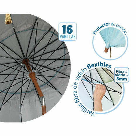 Strandparasol Blauw Ø 240 cm SPF50+ 4