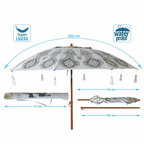 Strandparasol Wit Ø 200 cm SPF50+ Boho 5