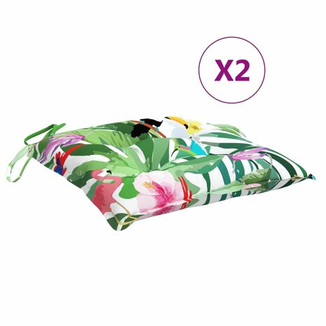Stoelkussens 2 st 50x50x7 cm stof meerkleurig 2