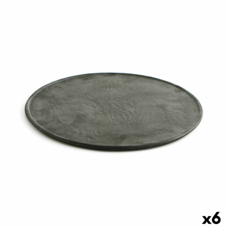 Onderbord Quid Mineral Gres Keramisch Zwart Ø 33 cm (6 Stuks) 1