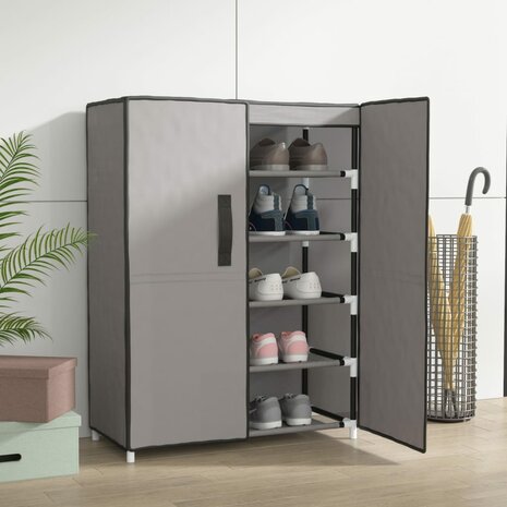 Schoenenkast 60x28x90 cm stof grijs 1
