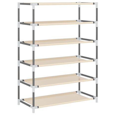 Schoenenkast 60x28x90 cm stof crèmekleurig 6