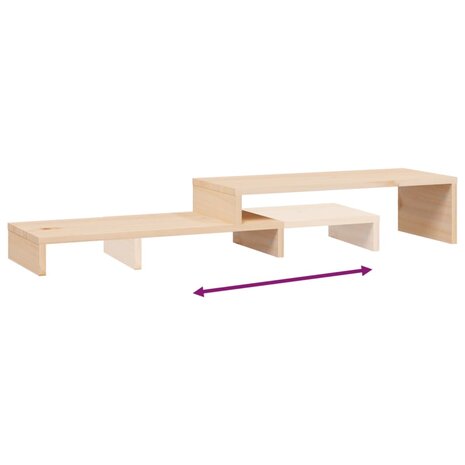 Monitorstandaard (52-101)x22x14 cm massief grenenhout 9