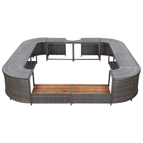 Spa-ombouw vierkant 268x268x55 cm poly rattan grijs 3