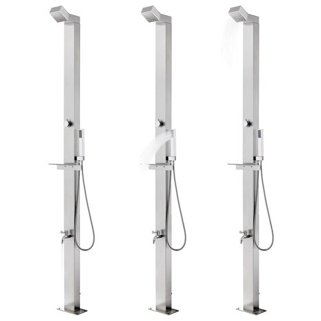 Buitendouche met bruine basis 225 cm roestvrij staal 2