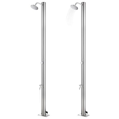 Buitendouche met bruine basis 220 cm roestvrij staal 2